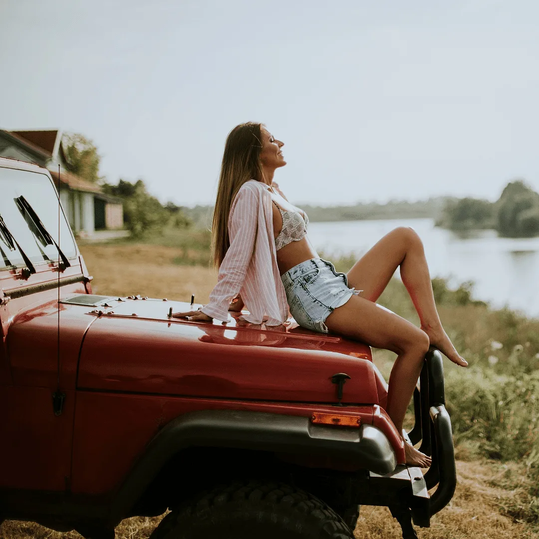 Pose #2: Sitting on the Hood.