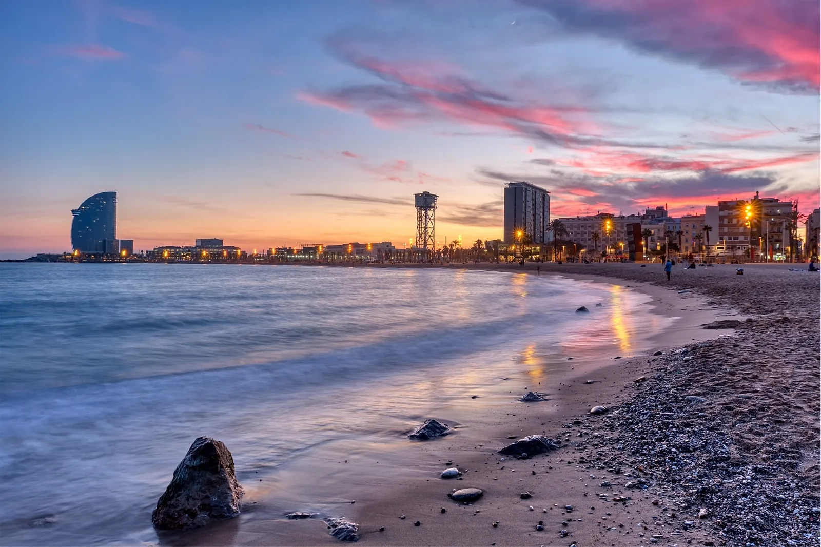 Brcelona beach in beautiful sunset