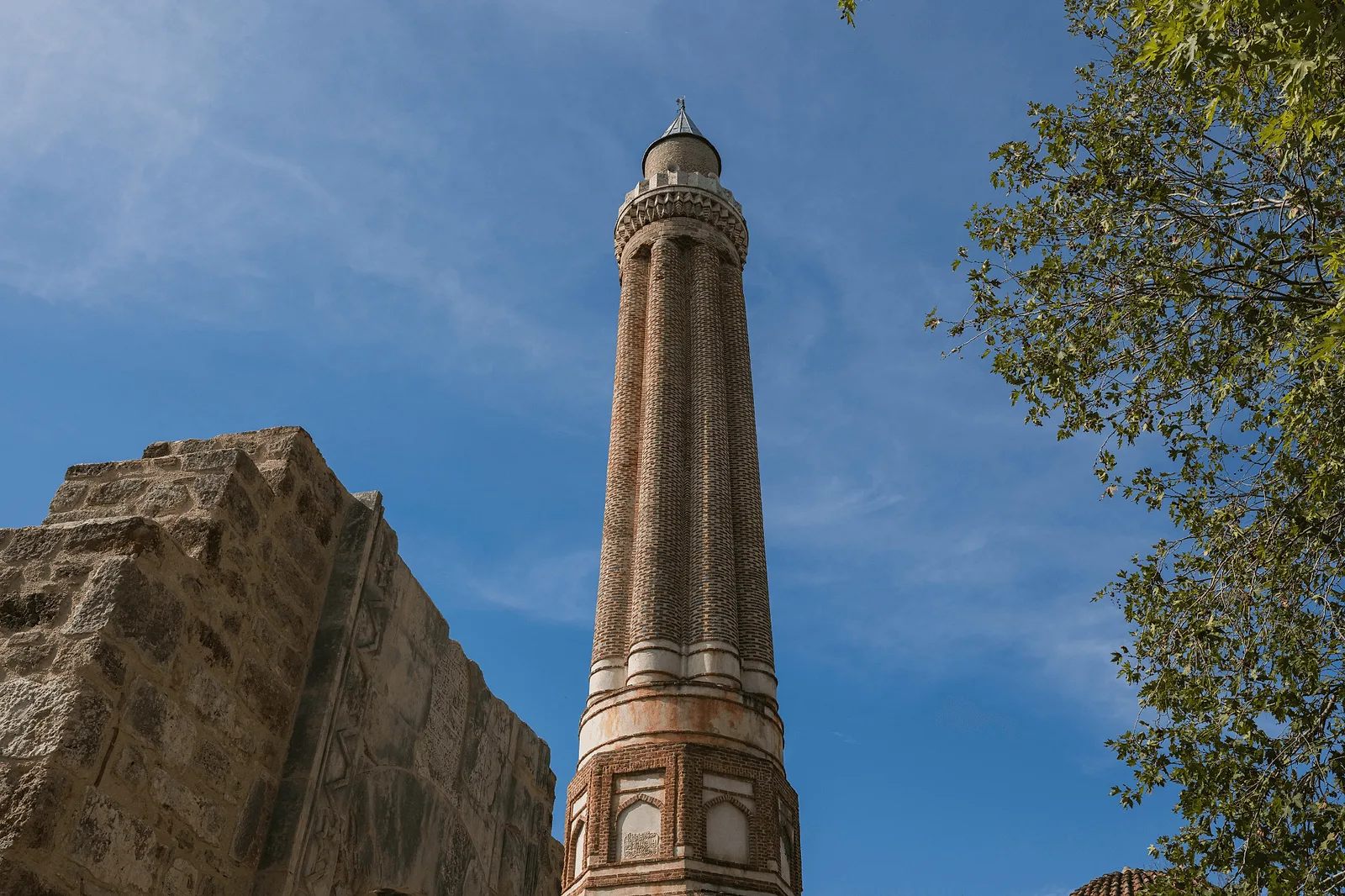 Yivli Minaret Antalya in afternoon side-light — Old Town landmark