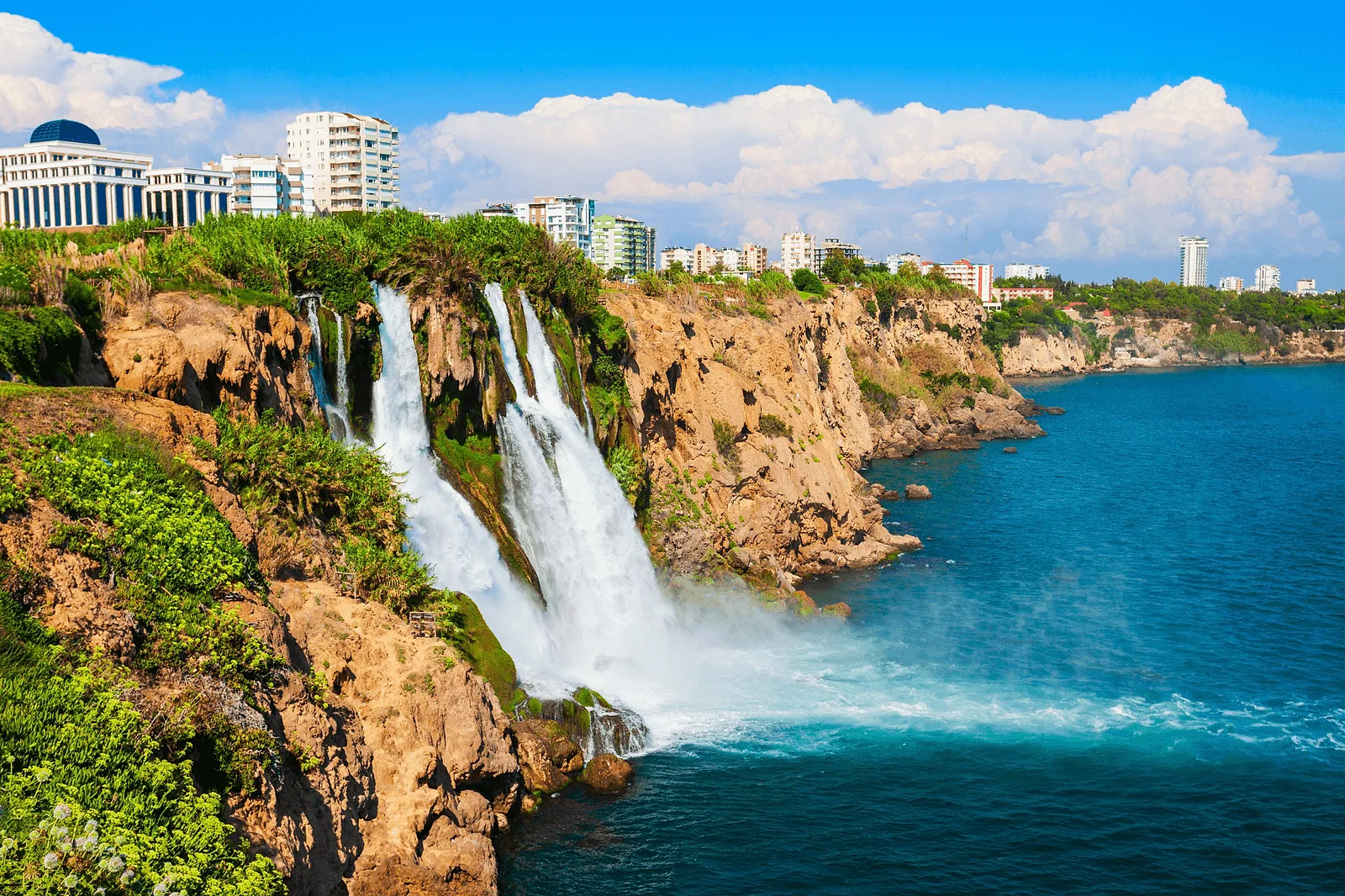Lower Düden Waterfall Antalya from boat — Mediterranean cliff photo spot