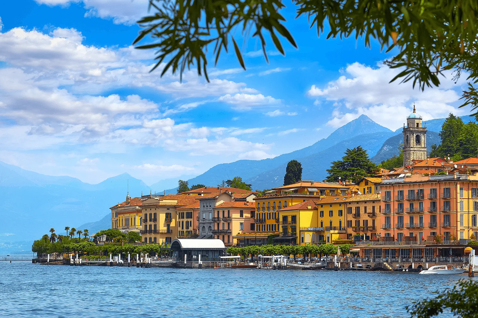 Punta Spartivento, Bellagio Sunrise panorama from Punta Spartivento at the tip of Bellagio, where the three branches of Lake Como meet under the Alps
