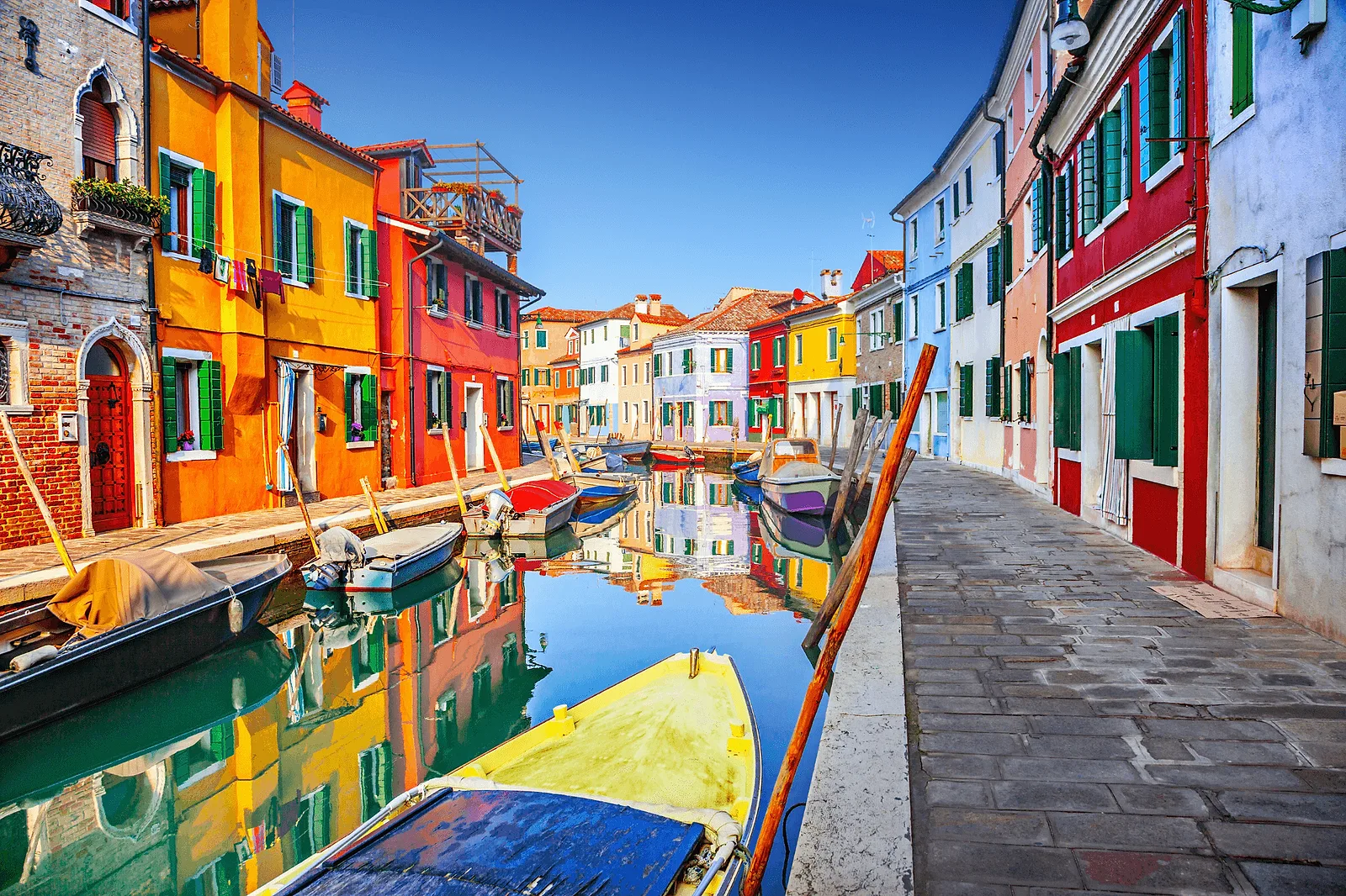 Colorful houses of Burano, a small village near Venice Italy 