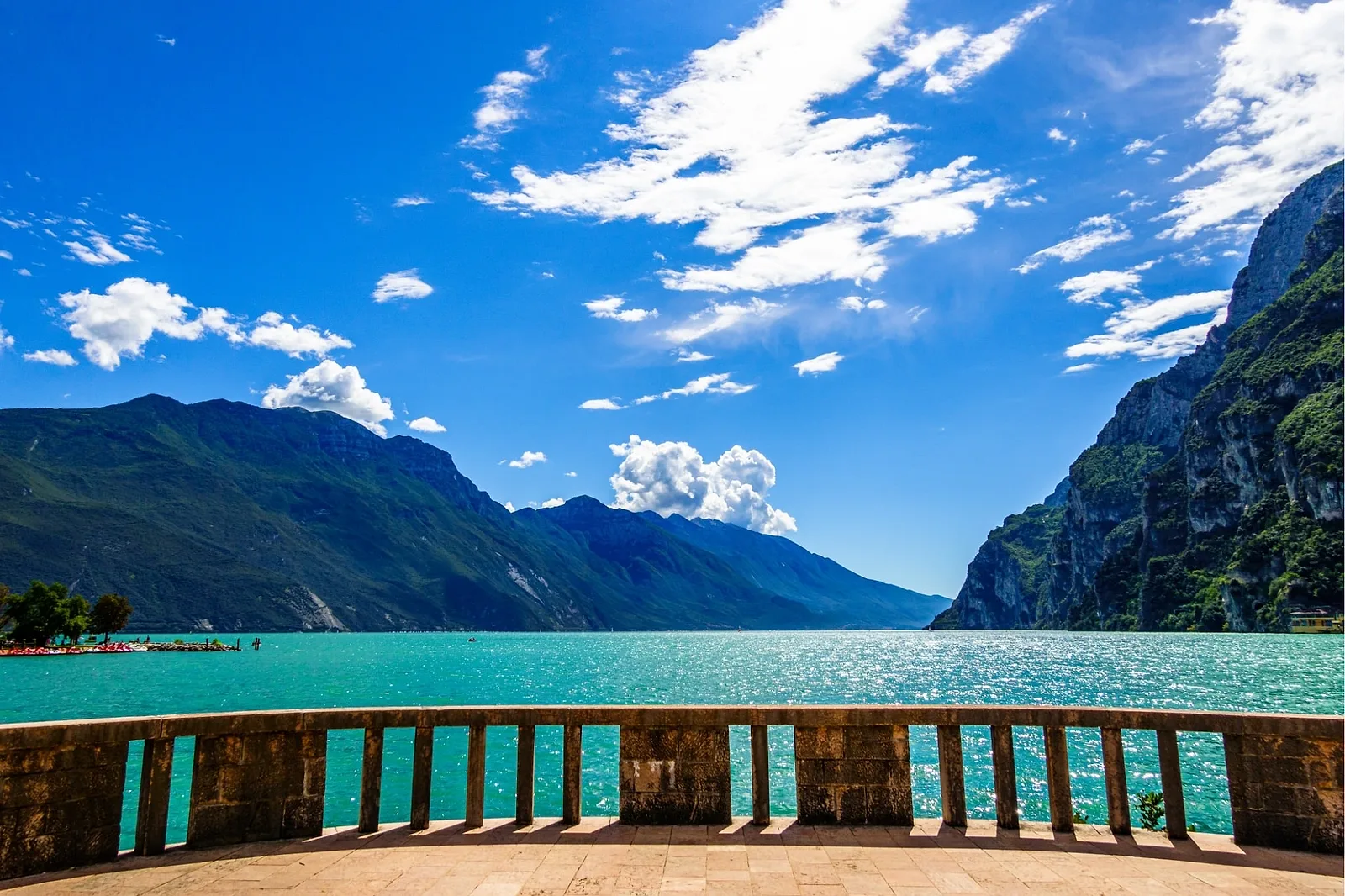 Riva del Garda lakefront promenade at blue hour