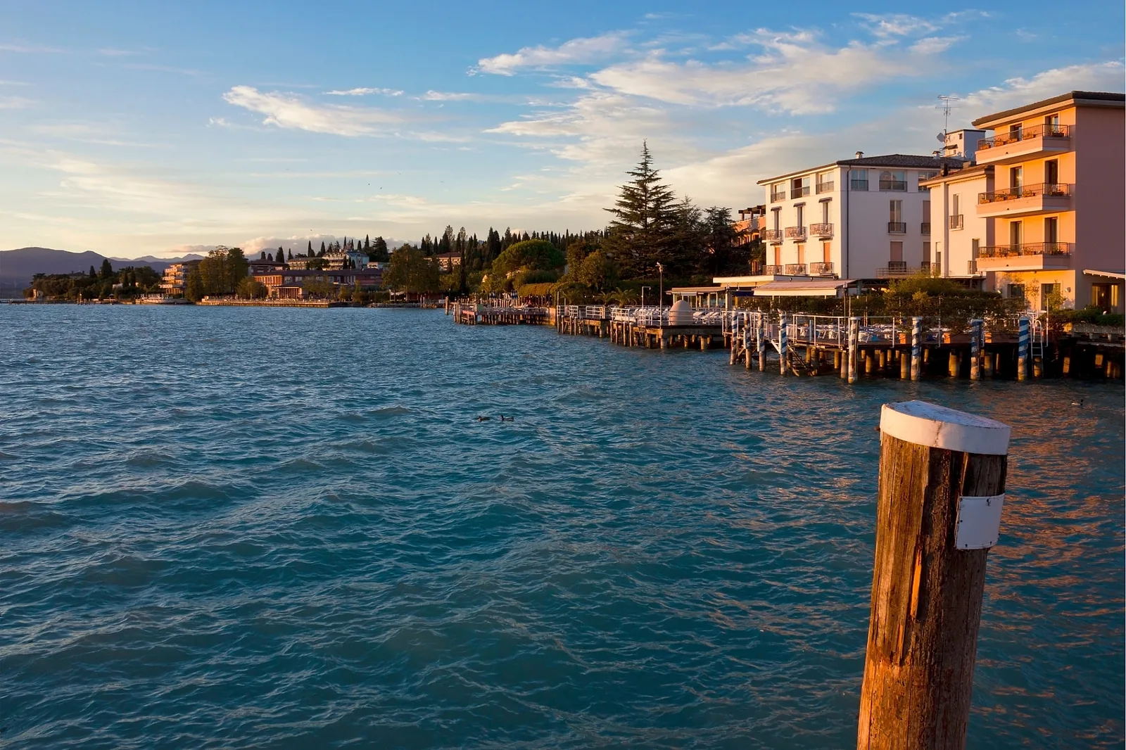 Sirmione waterfront at golden hour
