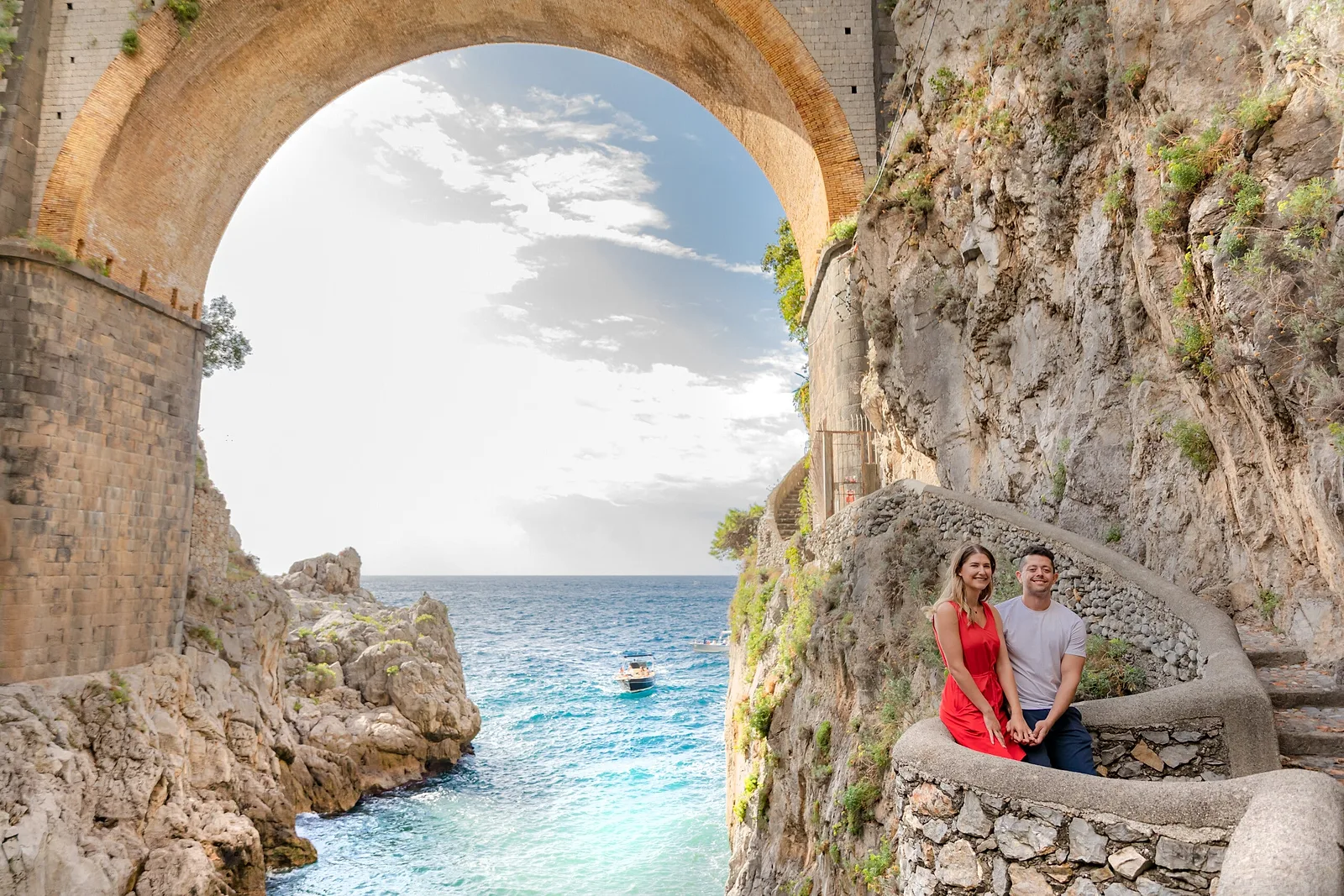 couple during proposal photoshoot at the Fiordo di Furore