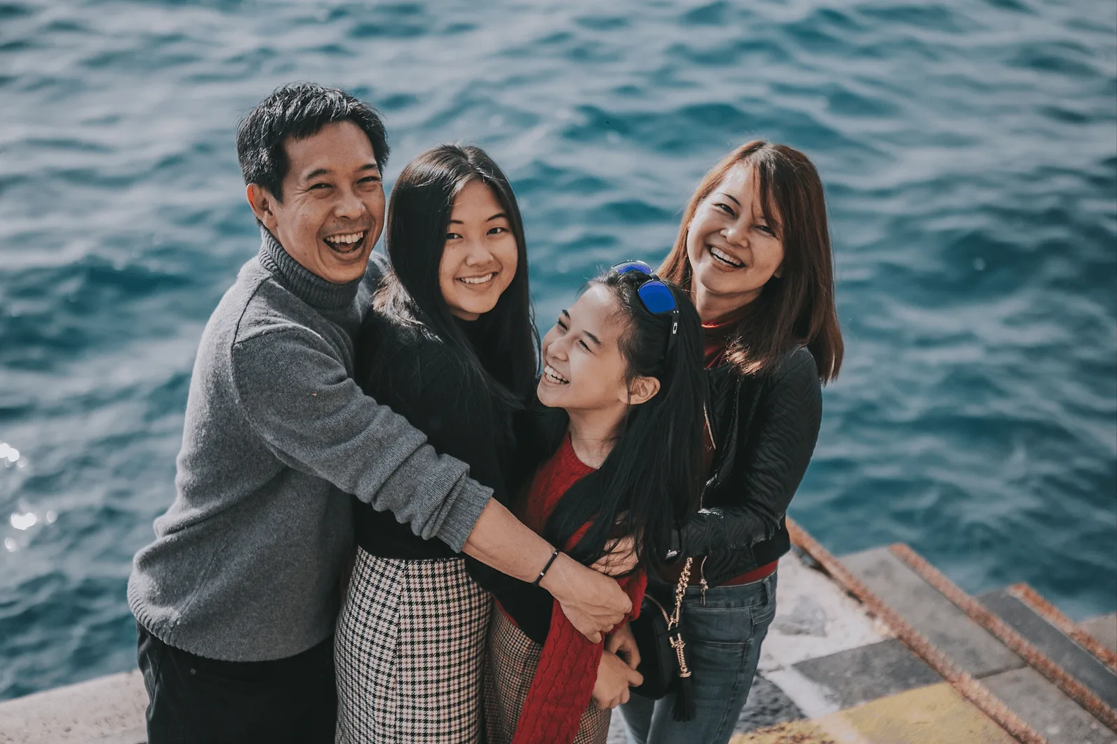 family candid picture from positano in italy