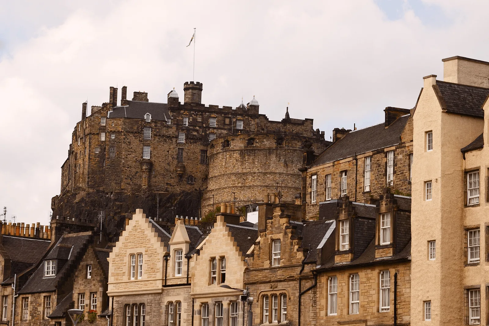 Edinburgh Castle and Grassmarket at dusk