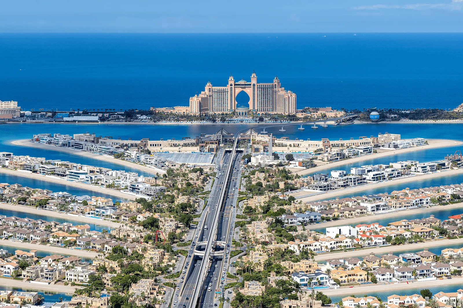 Dubai The Palm Jumeirah with Atlantis The Royal Hotel artificial