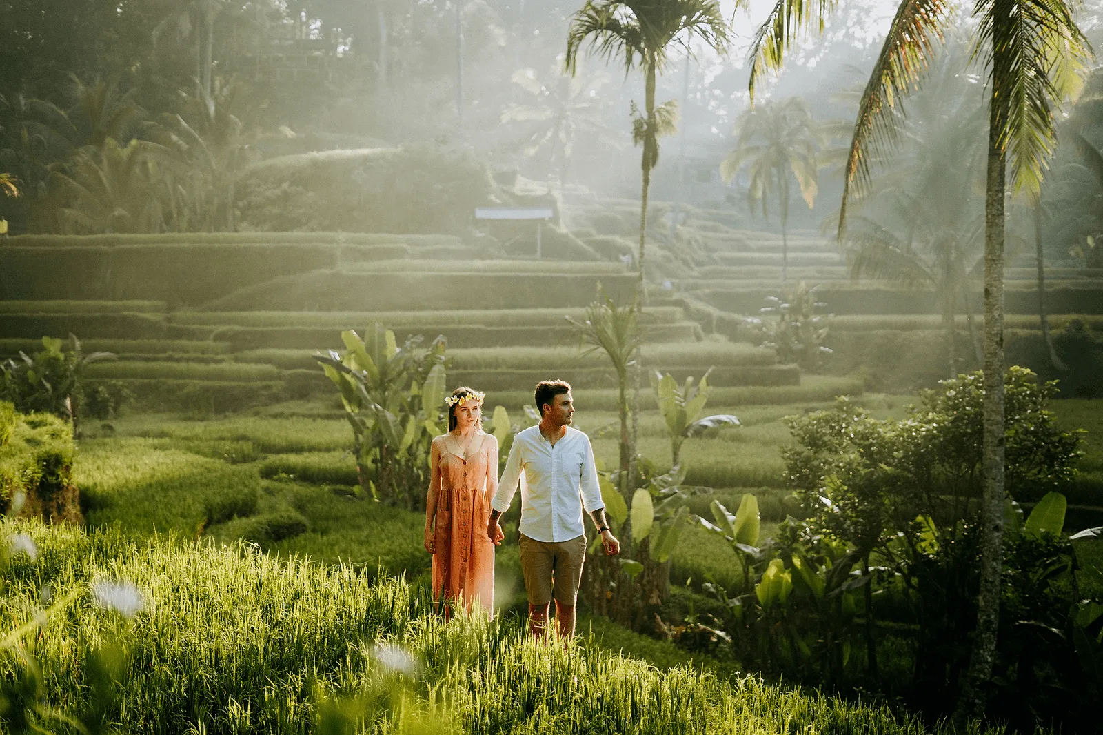couple in the middle of rice field on bali