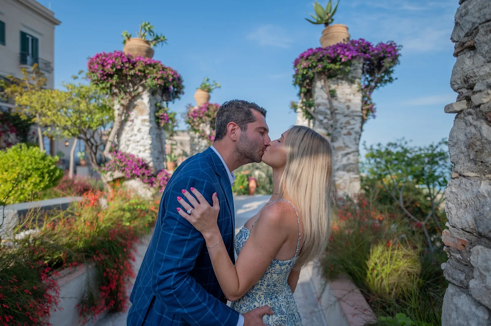 Couple kissing in Taormina, Sicily