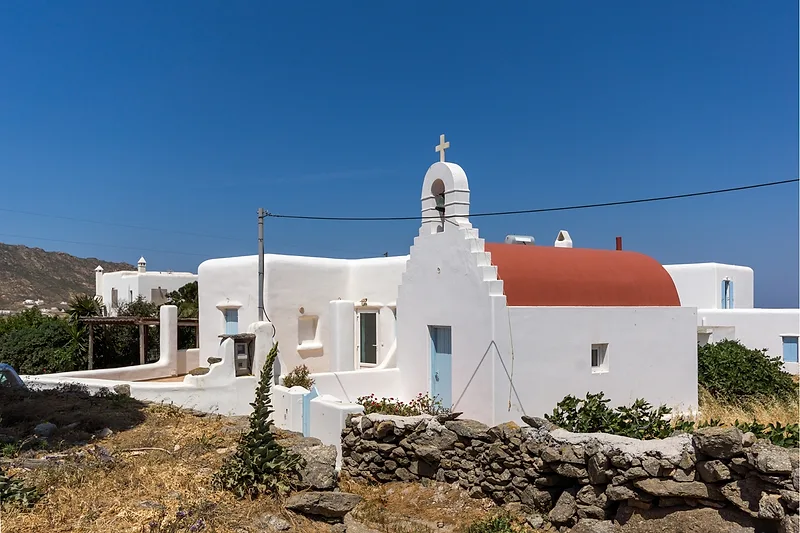 Picturesque village of Ano Mera in Mykonos