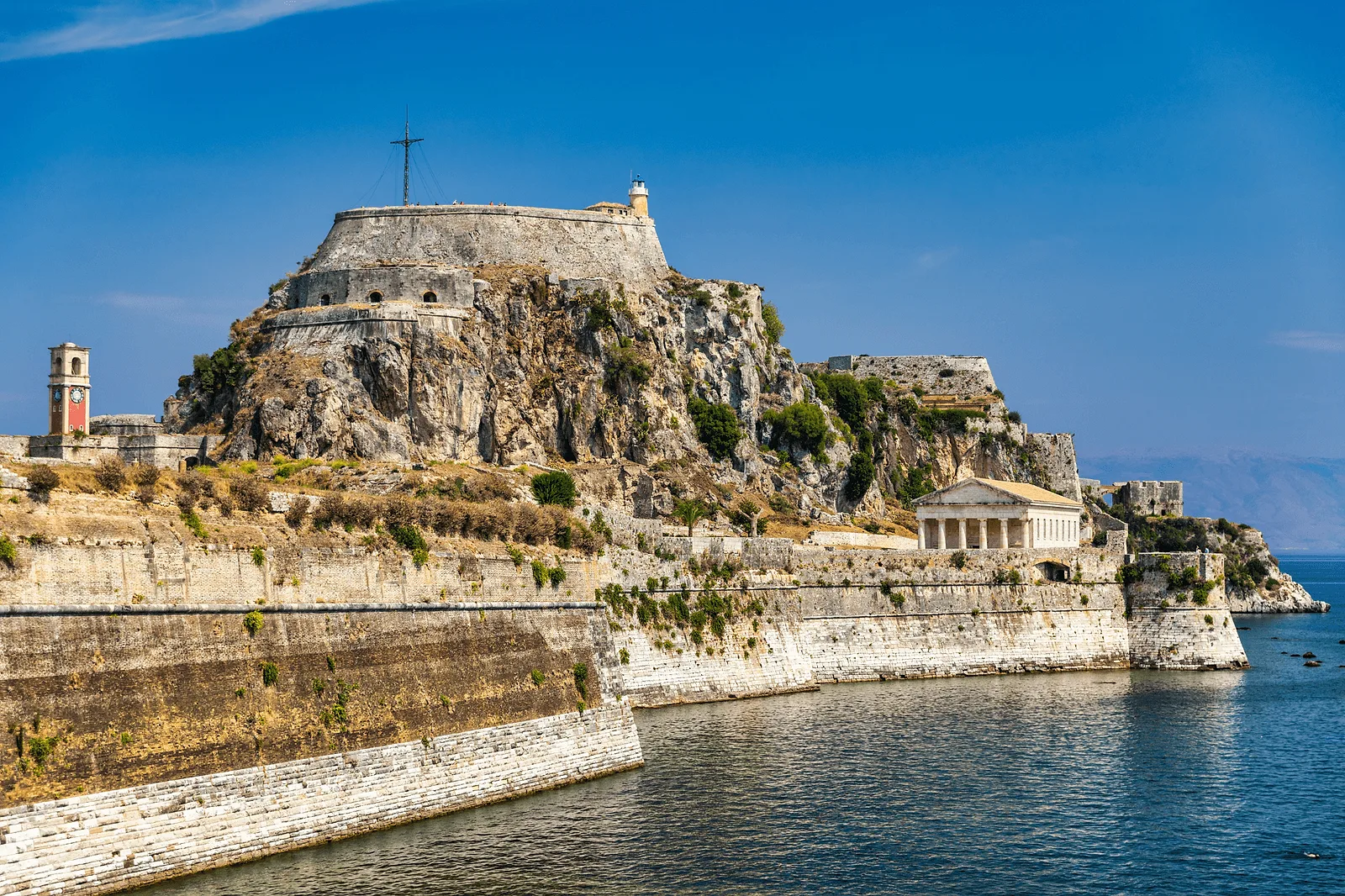 The old Venetian fortress of Corfu town, Corfu, Greece. The Old Fortress of Corfu is a Venetian fortress in the city of Corfu