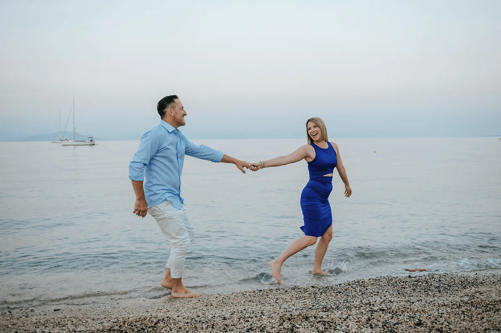 couple on beach in corfu