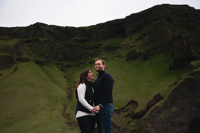 happy couple in iceland