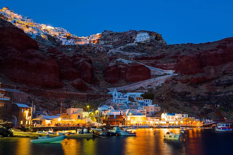 Ammoudi Bay in Santorini during the night