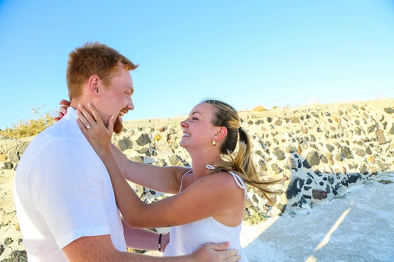 happy couple celebrating after proposal