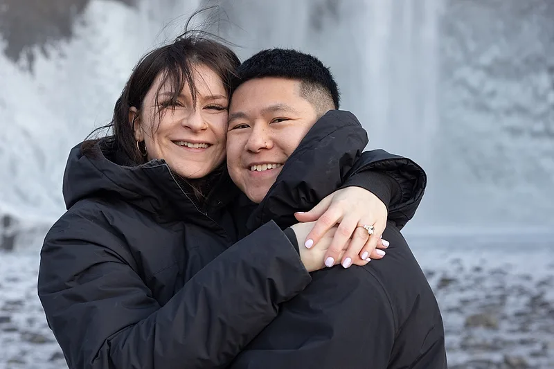 candid picture minutes after engagement on iceland
