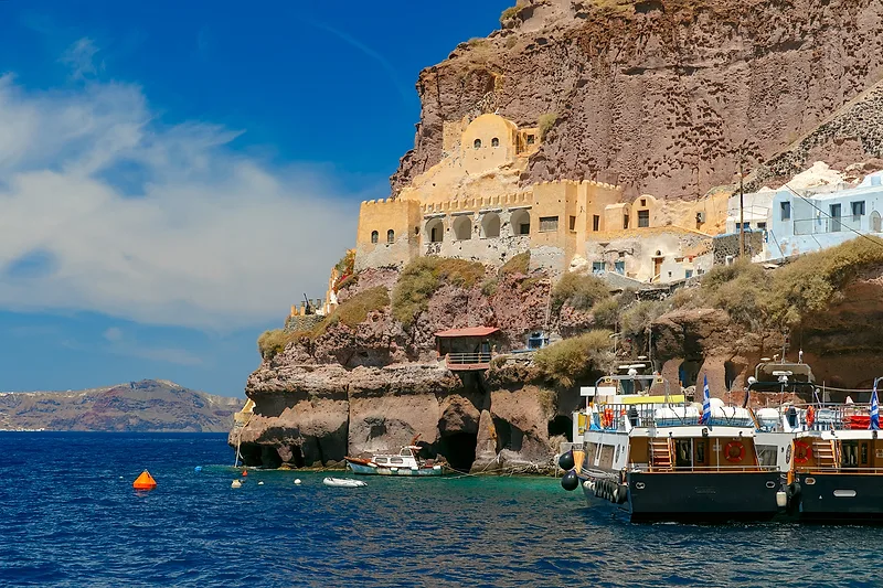 Old Port of Fira, main town Santorini, Greece