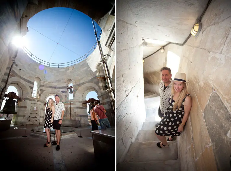 Photo session inside the Leaning Tower in Pisa