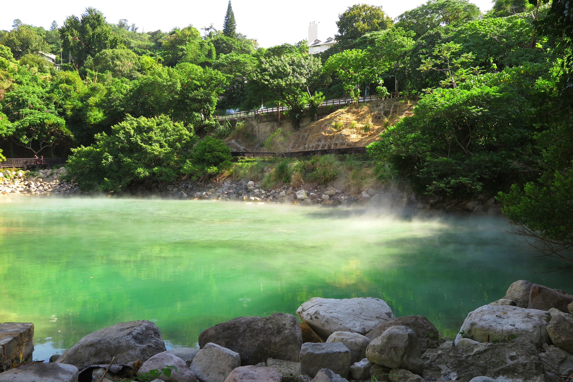 Beitou Thermal Valley sulfur steam at opening hour: unusual Taipei photo spot