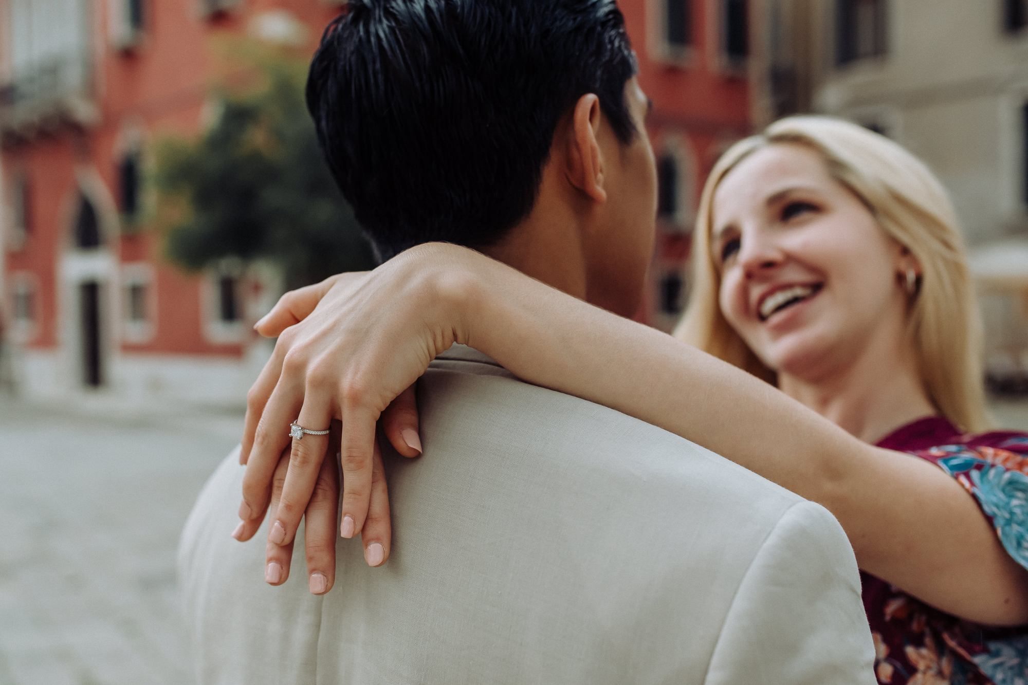 moments after secret proposal in venice italy photoshoot