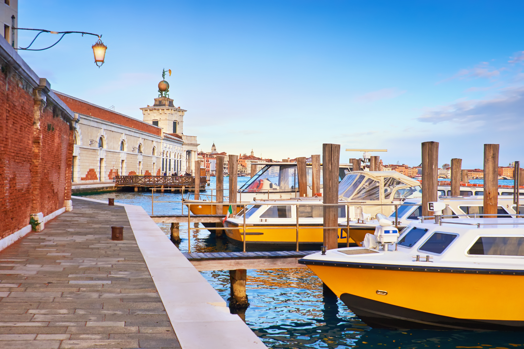 Motor Boats by Punta Della Dogana, Venice Italy, great spot for photos in Venice