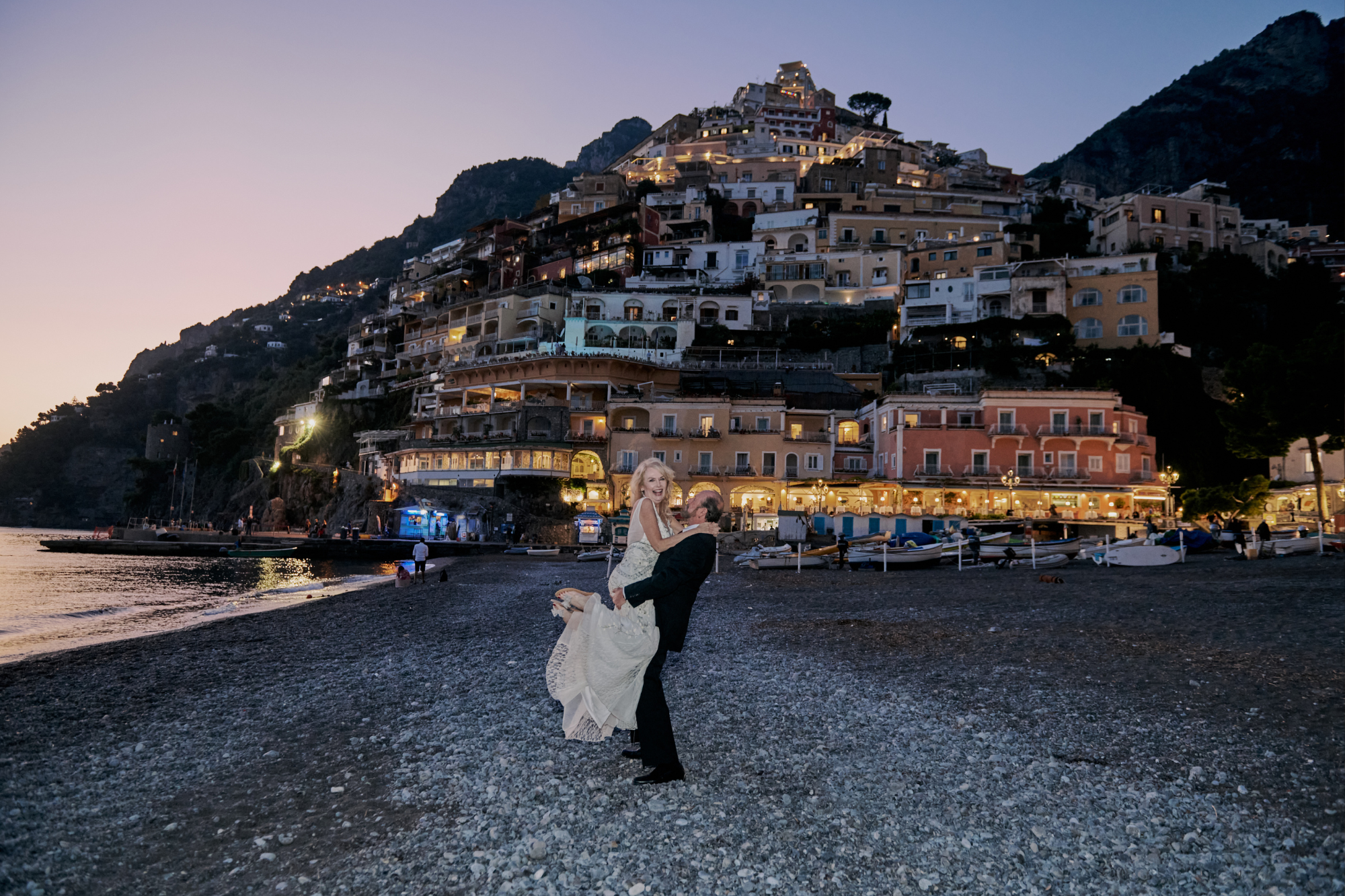 blue hour photos in positano italy