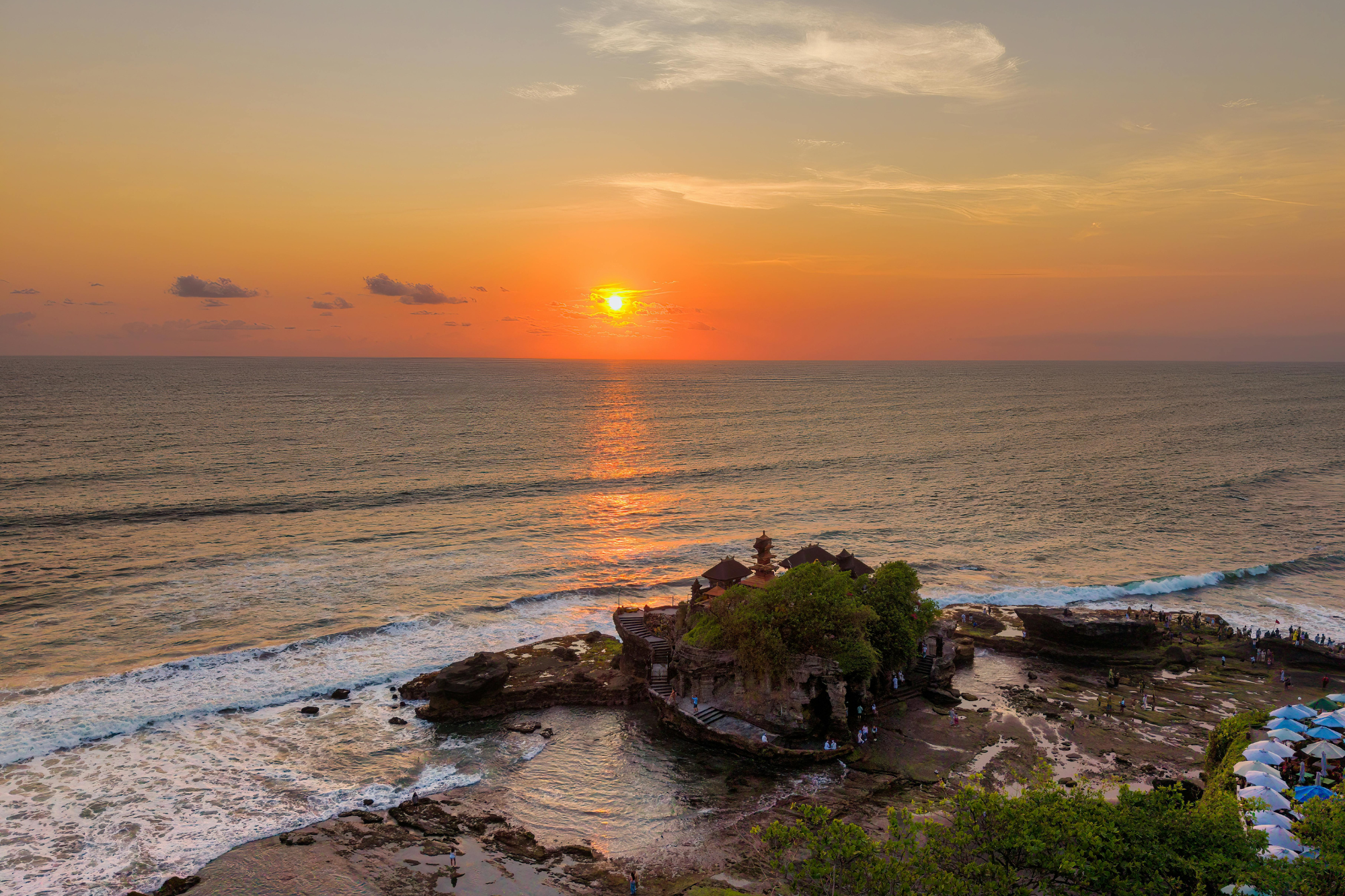 Sunset Over Tanah Lot Temple in Bali, Indonesia