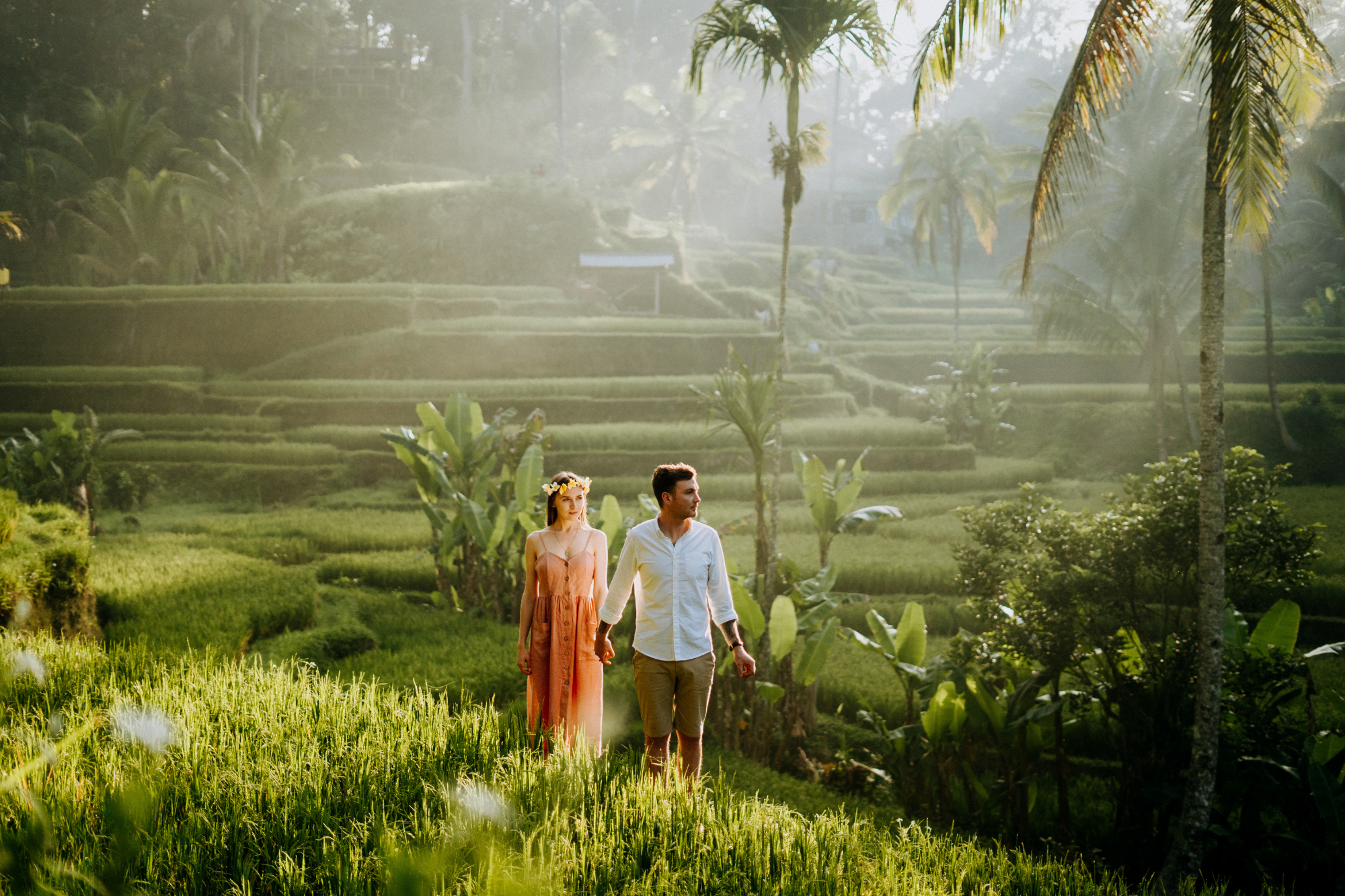 couple in the middle of rice field on bali