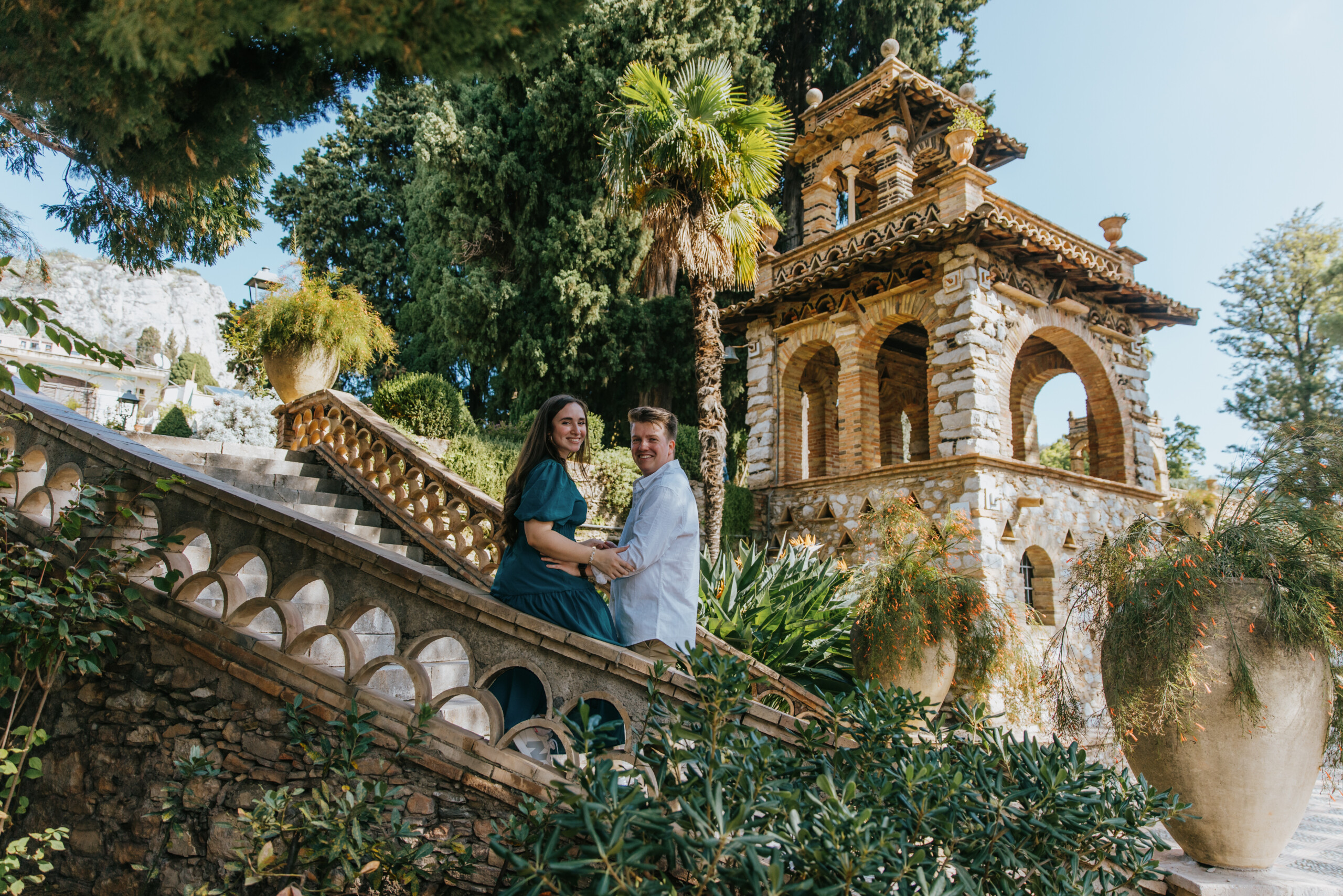Happy couple smiling at Taormina