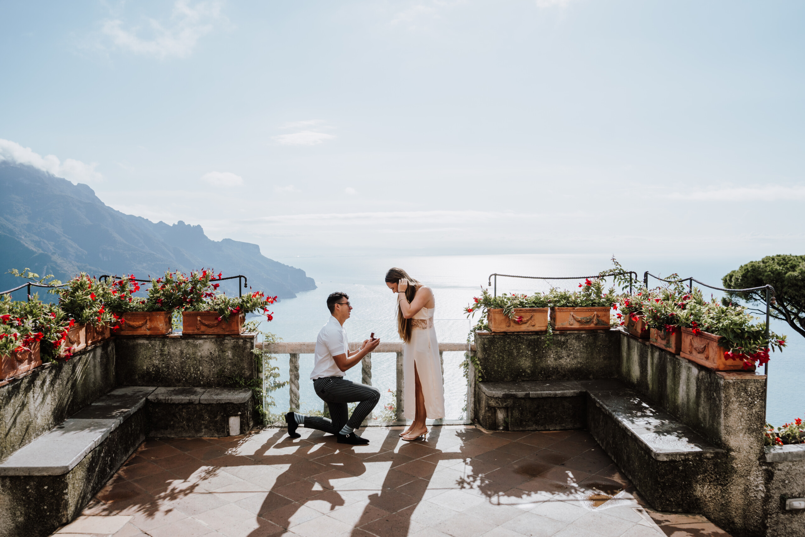 happy couple during proposal at the Amalfi Coast