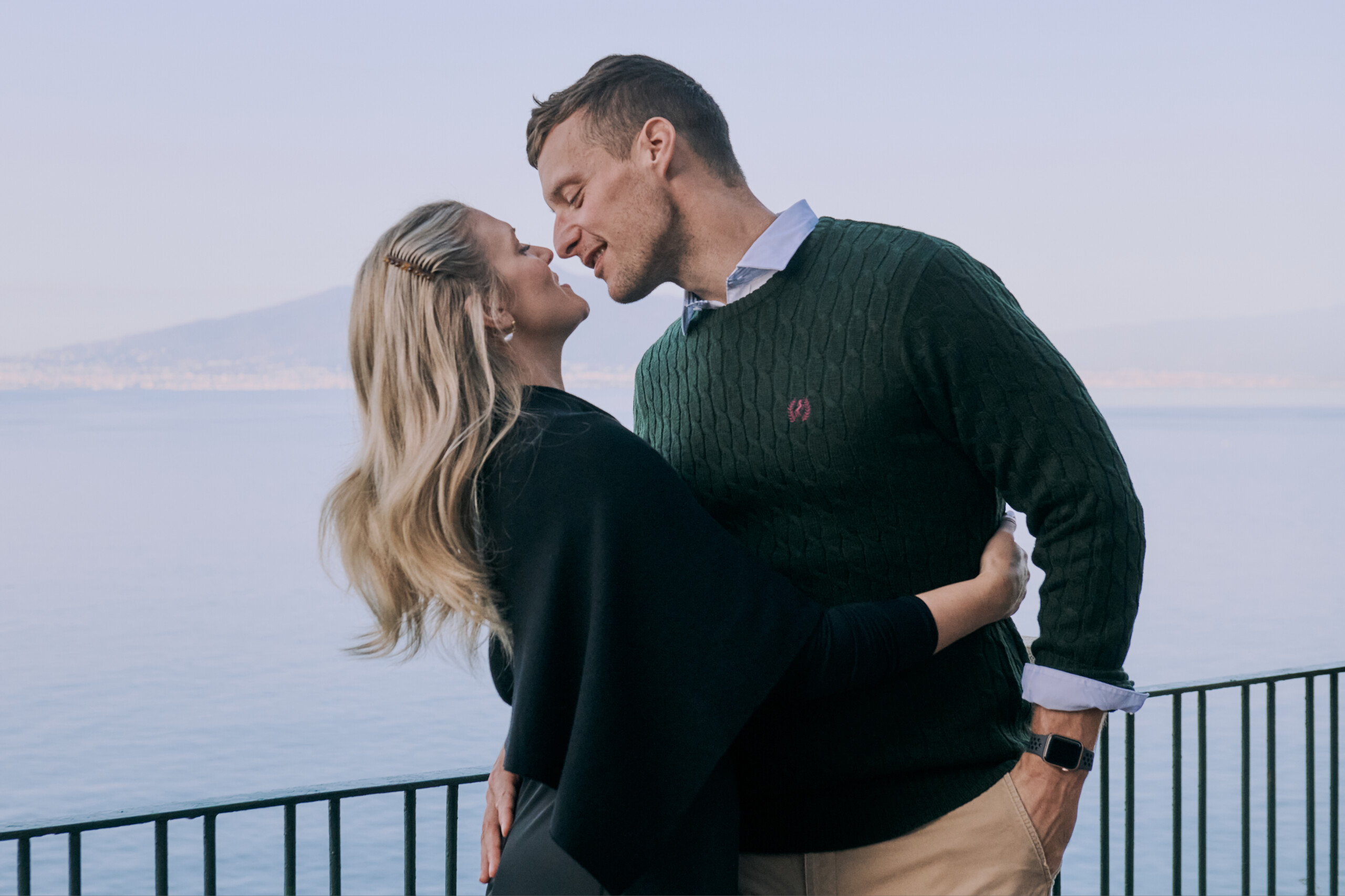 happy couple embracing at the Amalfi Coast