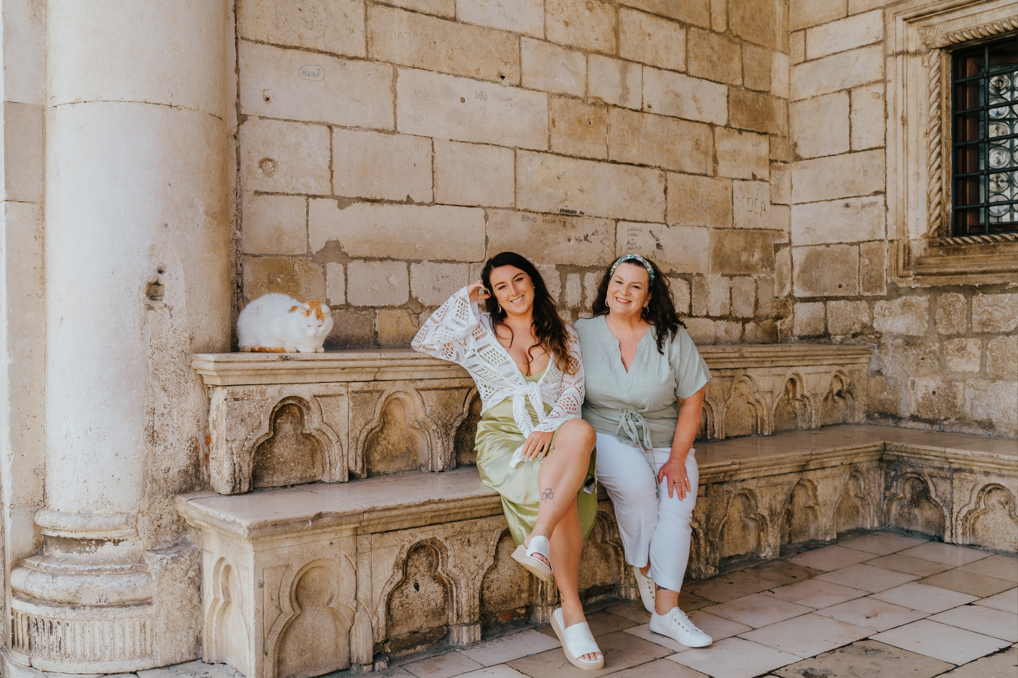 two friends and a cat in dubrovnik