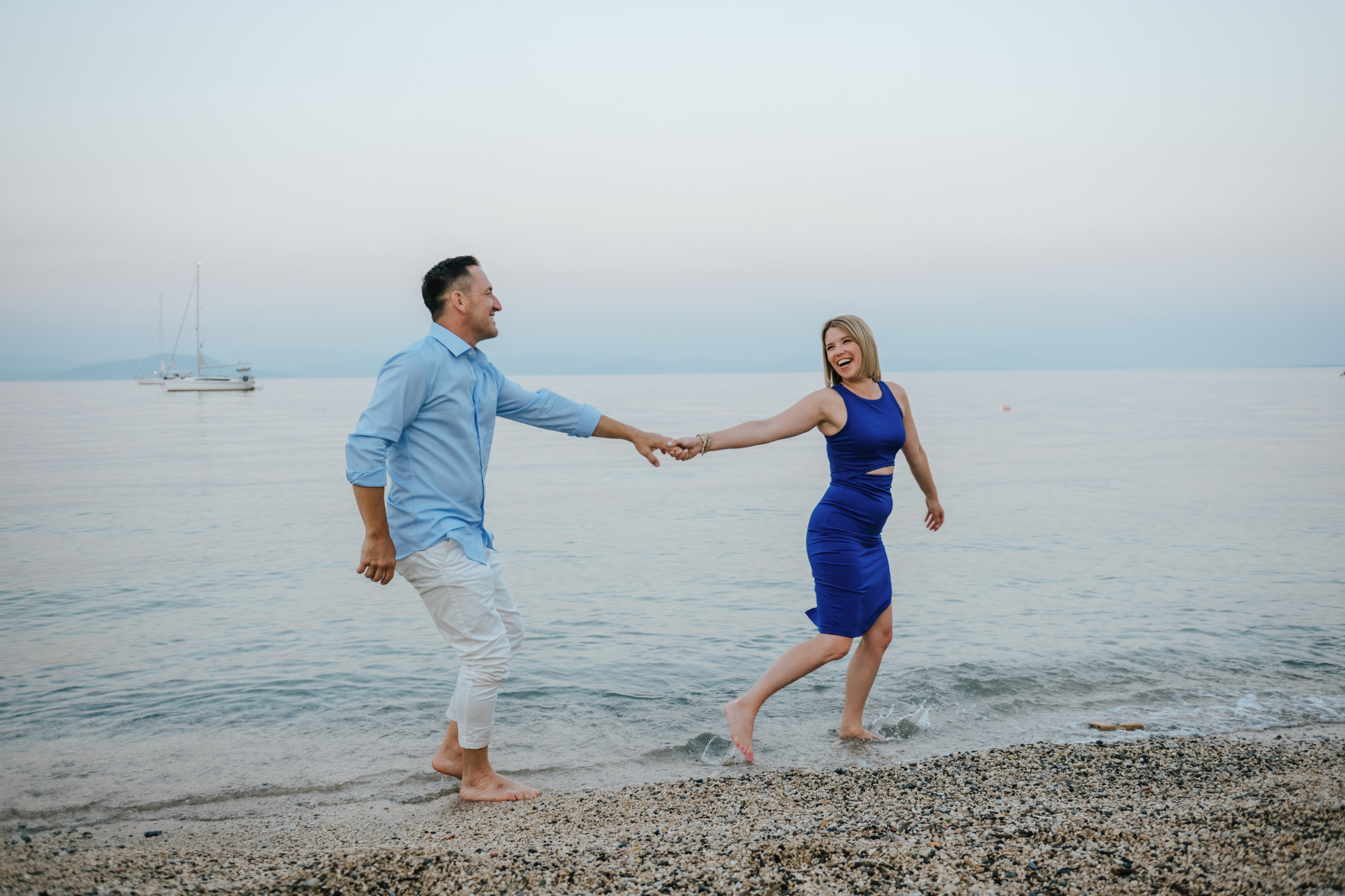 couple on beach in corfu