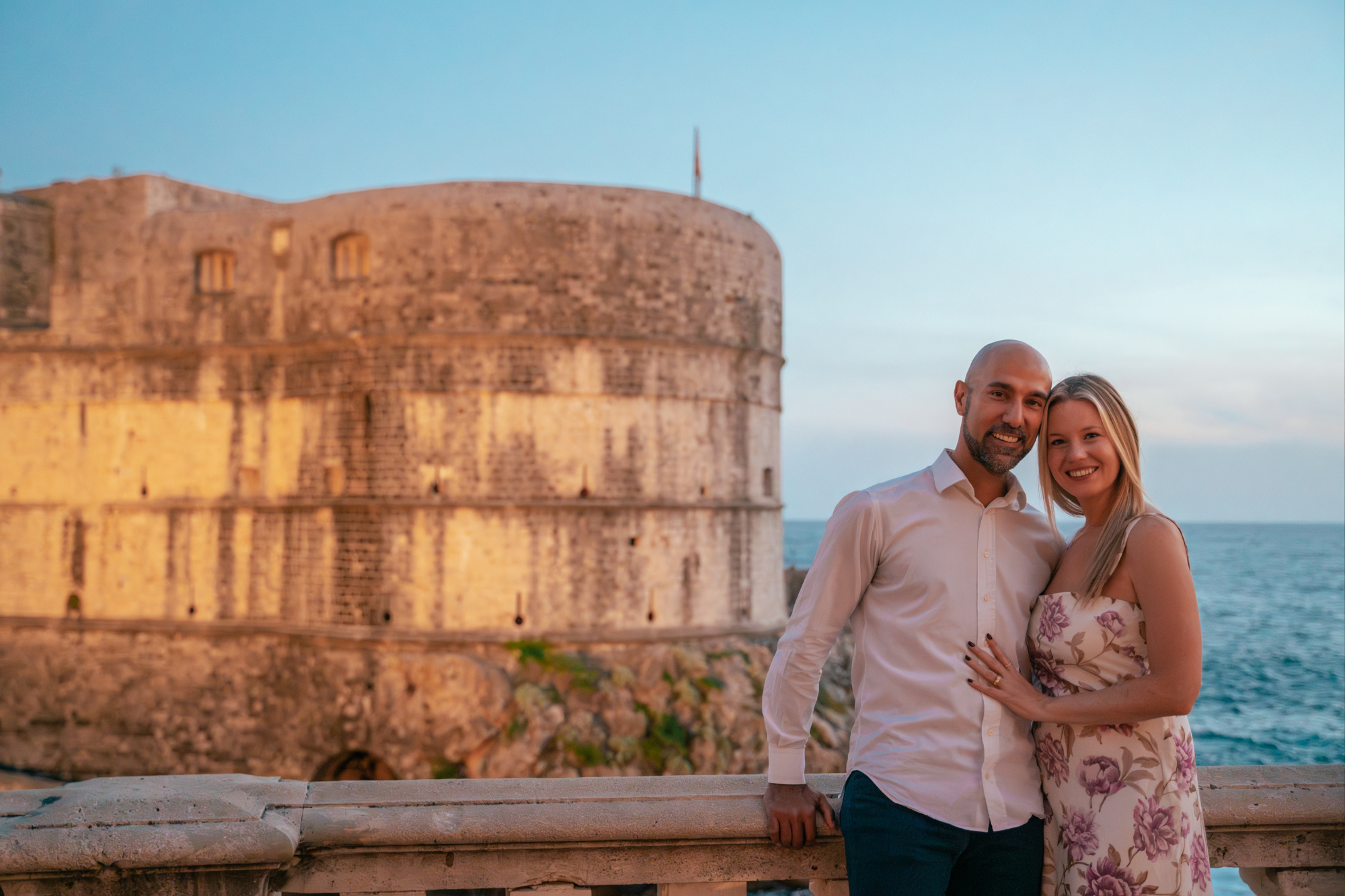 couple during blue hour in dubrovnik