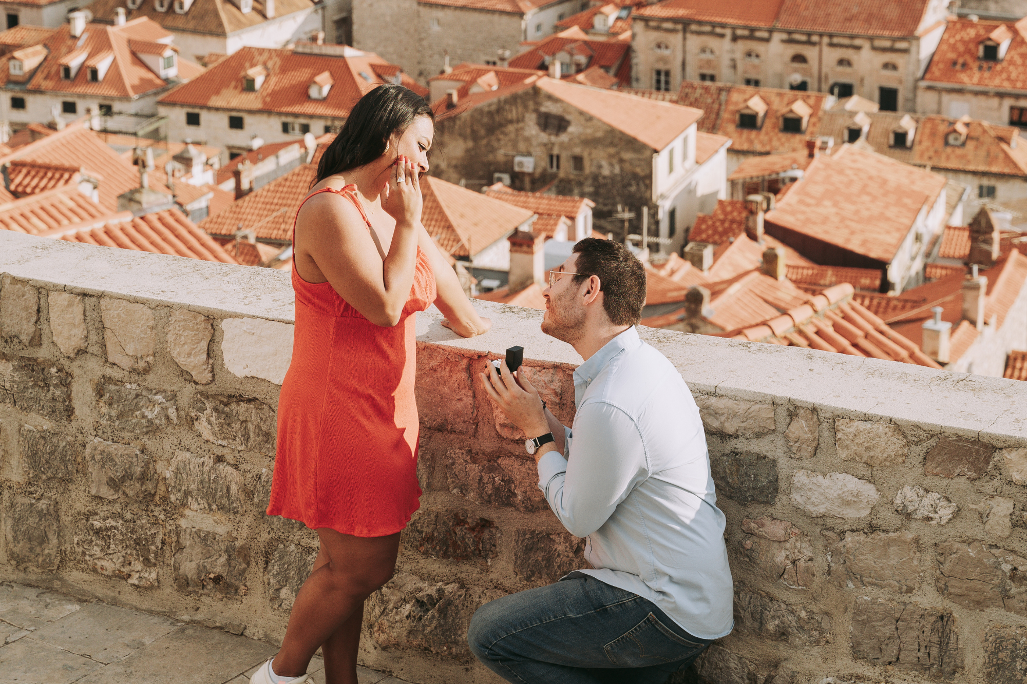 romantic proposal moment in dubrovnik