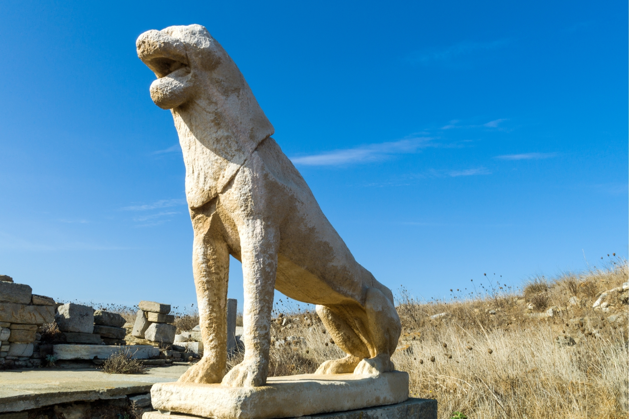 Lion statue in Delos in Mykonos