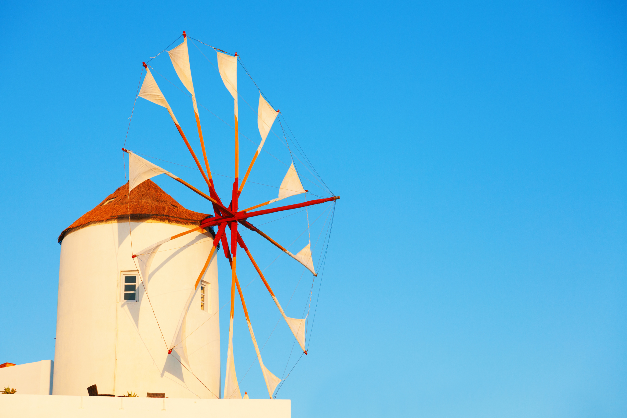 Oia Windmill Terrace in Santorini