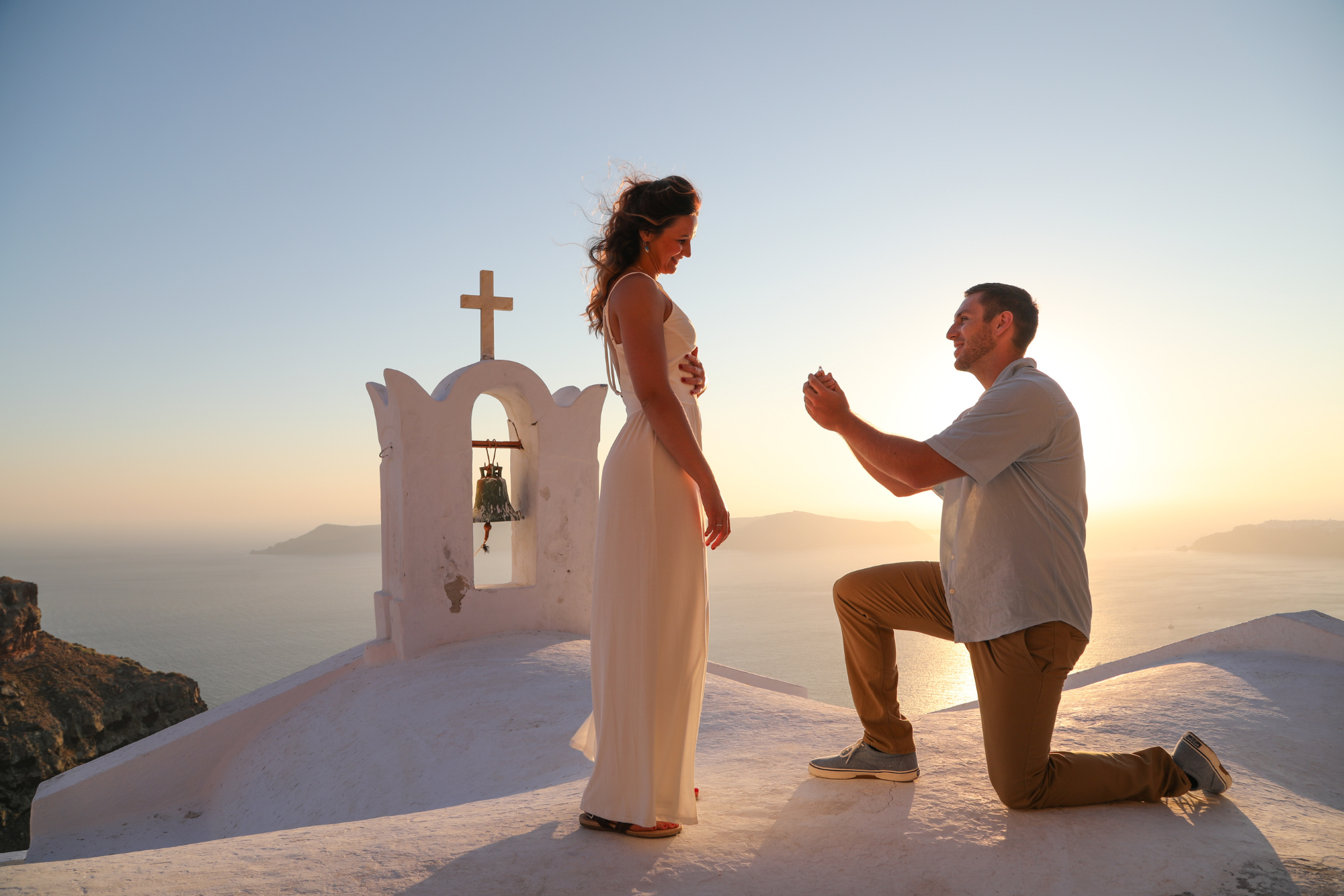 sunset proposal in santorini
