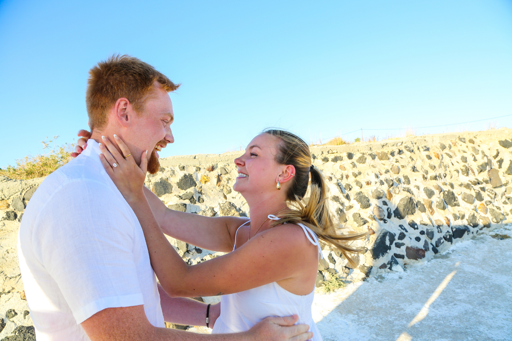 happy couple celebrating after proposal