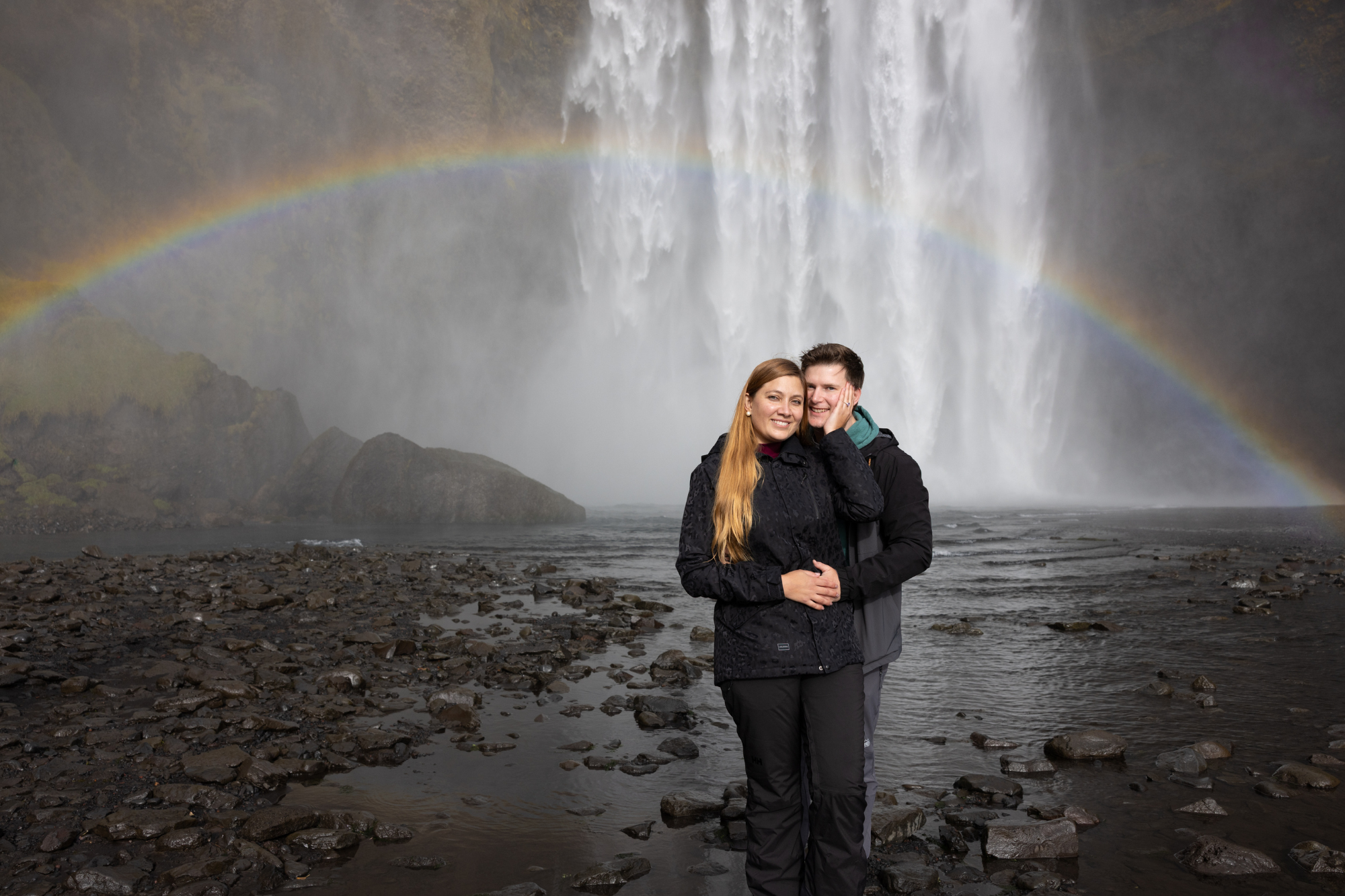moments after proposal in iceland